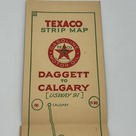 1930 Texaco Daggett Colgary Calgary Strip Map USWay 91 - Picture 2 of 5